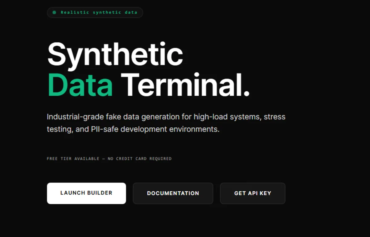 DerpData synthetic data platform screenshot